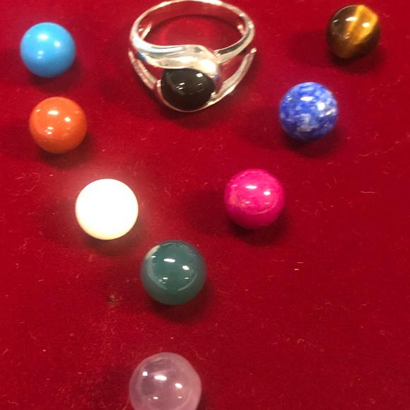 Sterling silver interchangeable marble stone ring - Picture 7 of 11